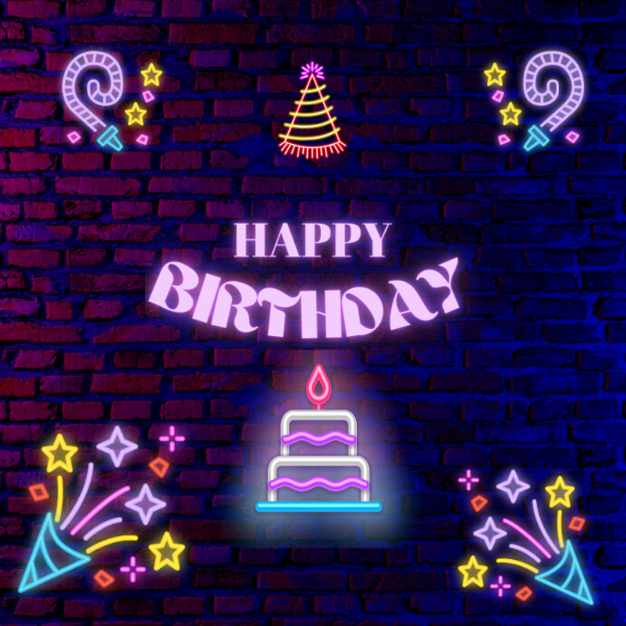 Plantilla de Happy Birthday Instagram Post PosterMyWall