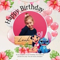สีขาว Birthday Celebration Kwadrat Template
