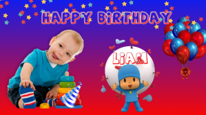 蓝色 Children's Birthday Digitalt display Template