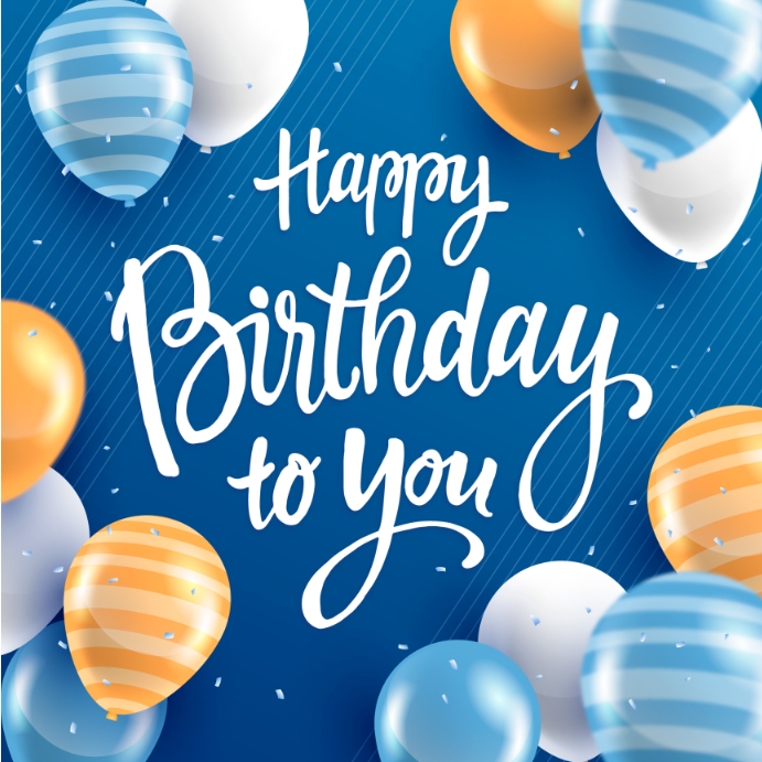 Happy birthday lettering Instagram Post template