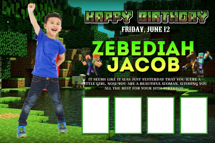 Happy Birthday Minecraft Template PosterMyWall