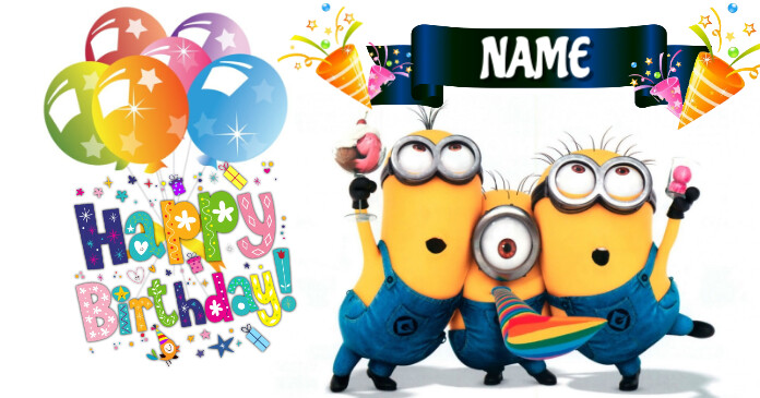 Happy Birthday Minions Obraz udostępniany na Facebooku template