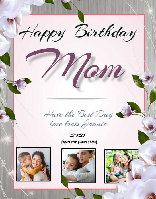 Happy Birthday Mom Flowers Plakat/vægtavle template