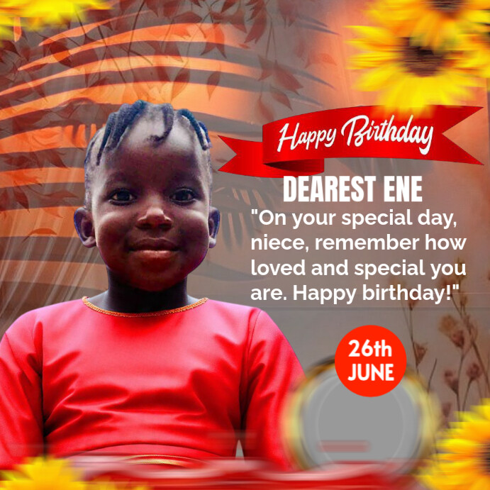 Happy birthday niece flyer Instagram Post template