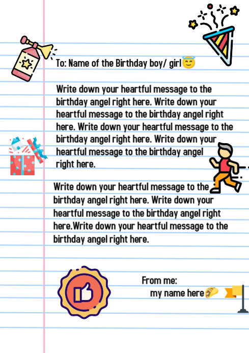 Happy Birthday Note Template | PosterMyWall