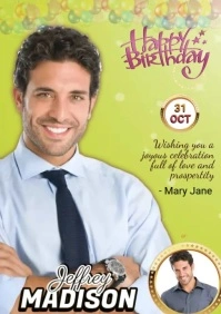 happy birthday online card A5 template