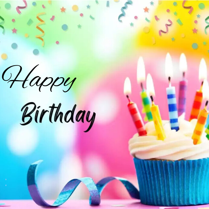 Happy birthday online greeting card Instagram Post template