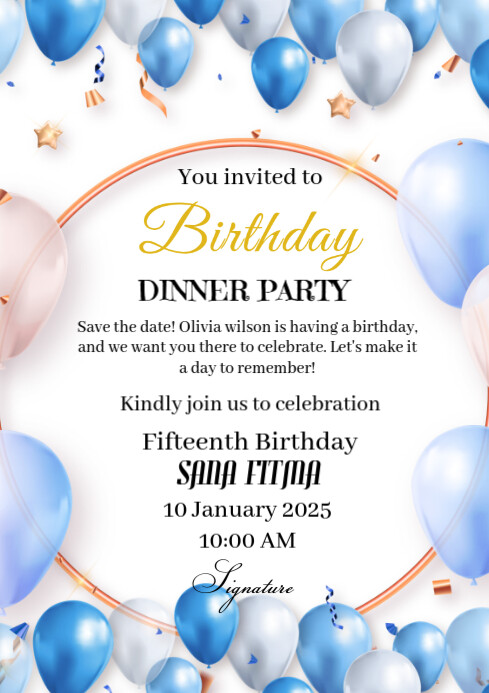 Happy birthday party A4 template