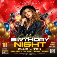Black Birthday Night Party Instagram Post Template