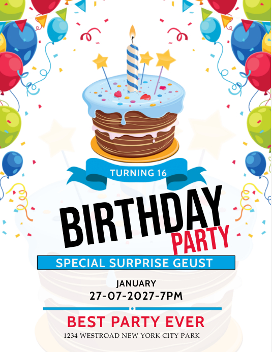 HAPPY BIRTHDAY PARTY FLYER TEMPLATE PosterMyWall