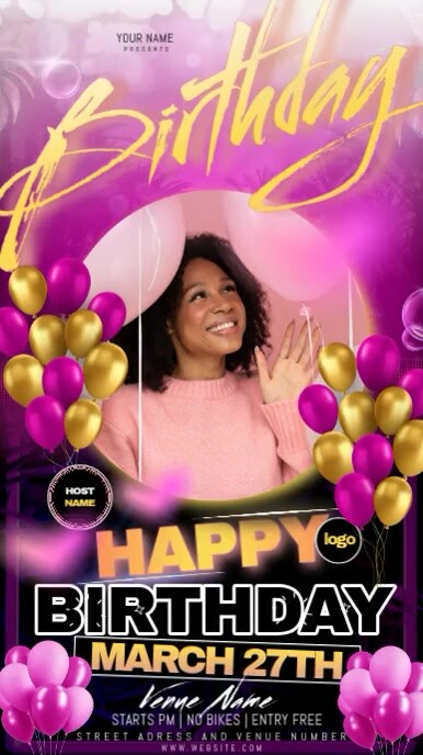 happy birthday party instagram story post template