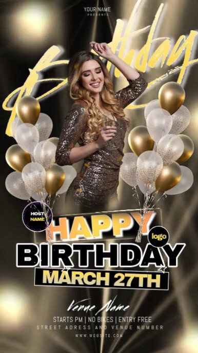happy birthday party instagram story post template
