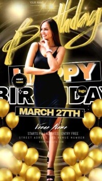 Black Birthday Celebration Instagram Story Template