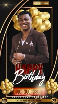 happy birthday party invitation card Instagram Story template