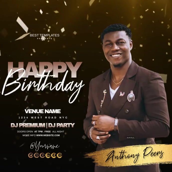 happy birthday party invitation card template | PosterMyWall happy-birthday-party-invitation-card-template-postermywall