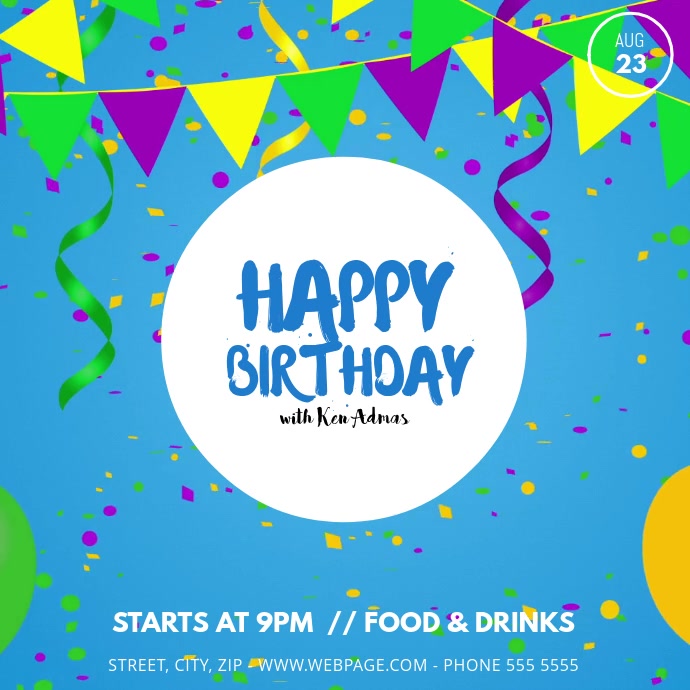 Happy birthday party video ad template Instagram Post