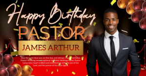 สีดำ Pastor Birthday Celebration Obraz udostępniany na Facebooku Template