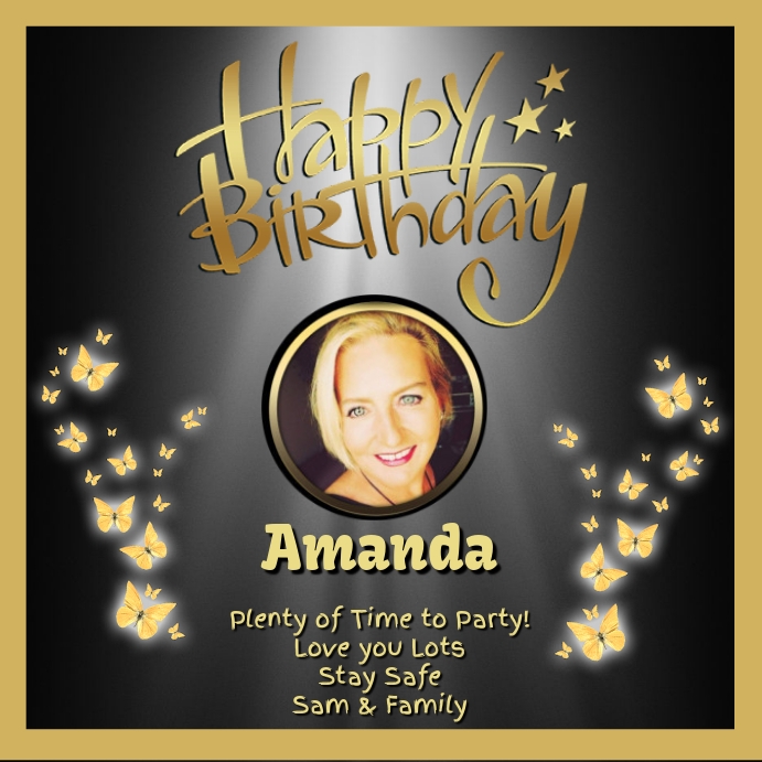 HAPPY BIRTHDAY picture & butterflies Instagram Post template