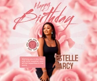Happy Birthday Pink White Modern Feminine Medium Rectangle template