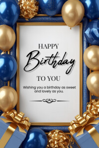 Happy Birthday Poster Online Greeting Card. template