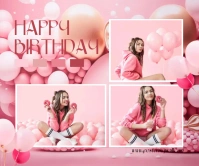 Happy birthday Poster Pink Modern Large Rectangle template