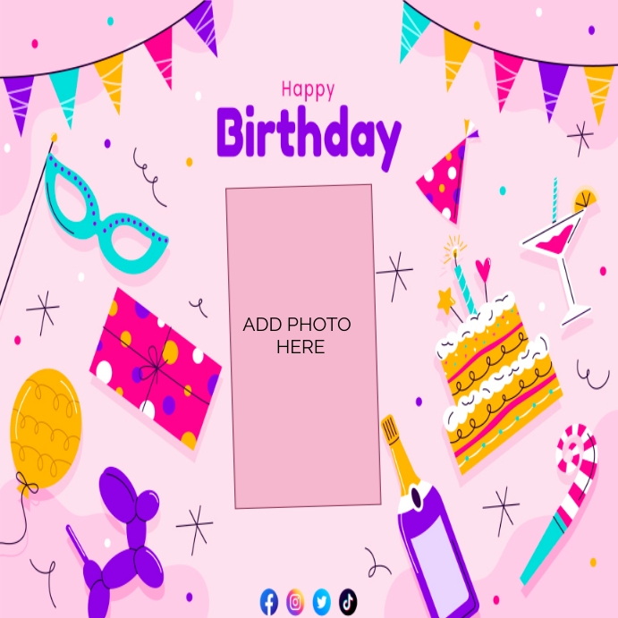 Happy Birthday Poster With Pink Background Template | PosterMyWall