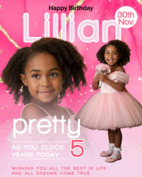 Happy Birthday Pretty Lillian Instagram Portrait template