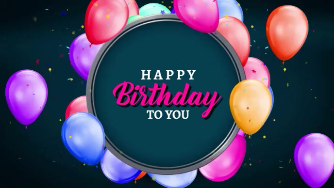 happy birthday Realistic style background Video copertina Facebook (16:9) template