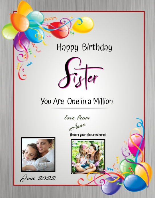 Happy Birthday Sister Template PosterMyWall