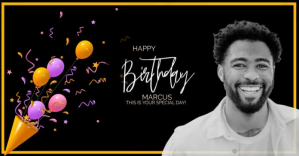 Black Birthday Greeting auf Facebook geteiltes Bild Template