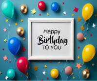 Happy Birthday template 2025 Retângulo médio