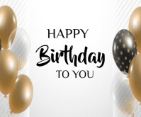 White Birthday Greeting Card Rectángulo Mediano Template