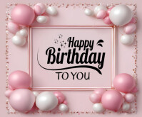Розовый Birthday Celebration Rectangle moyen Template