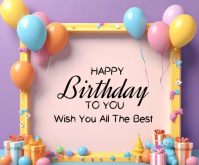 Happy birthday template 2026 Persegi Panjang Sedang