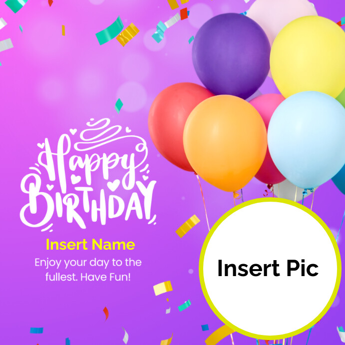 Happy Birthday Template Insert Picture | PosterMyWall