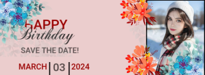 Rosa Birthday Invitation Facebook Cover Photo Template