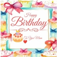 Happy birthday to you my dear mom Logo template