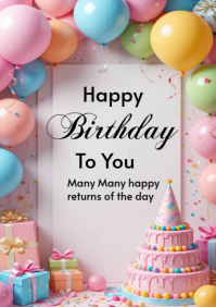 Happy birthday to you template 2025 A4