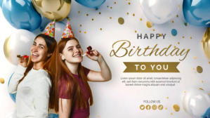 Blanc Birthday Celebration Digitalt display Template