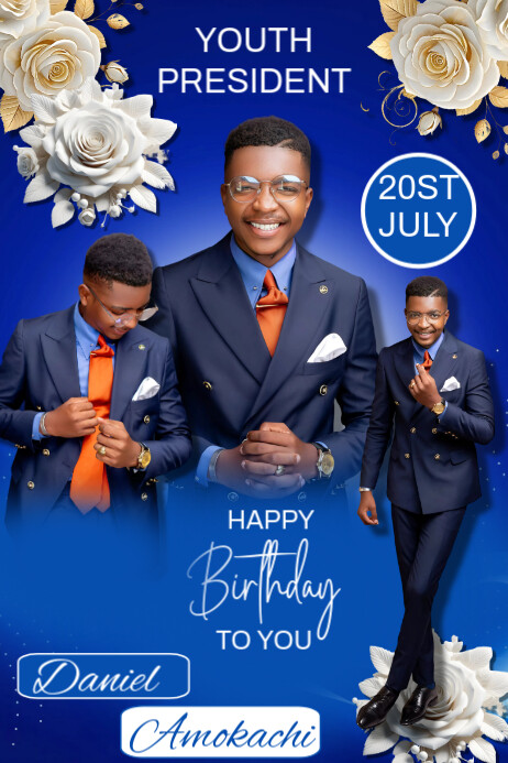 Happy Birthday to Youth President Daniel Amokachi 🎉” Cartaz template