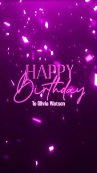 Happy Birthday Video Black Purple Instagram Digitale display (9:16) template