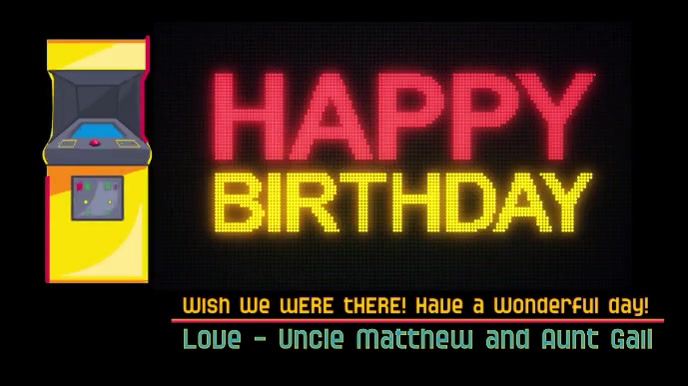 Happy Birthday Video Game Lover งานแสดงผลงานแบบดิจิทัล (16:9) template