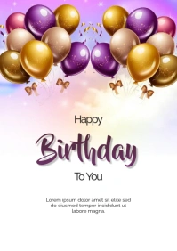 Happy birthday wish card A5 template