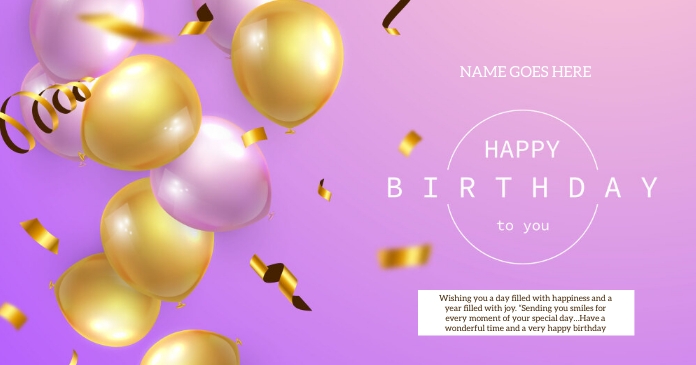 HAPPY BIRTHDAY WISHES CARD Design Template Imagem partilhada do Facebook