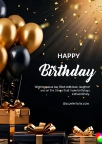 happy birthday wishes flyer A4 template