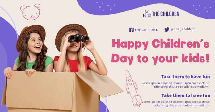 Happy Children's Day Banner Facebook Shared Image template