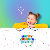 Putih Children's Day Celebration Квадрат Template