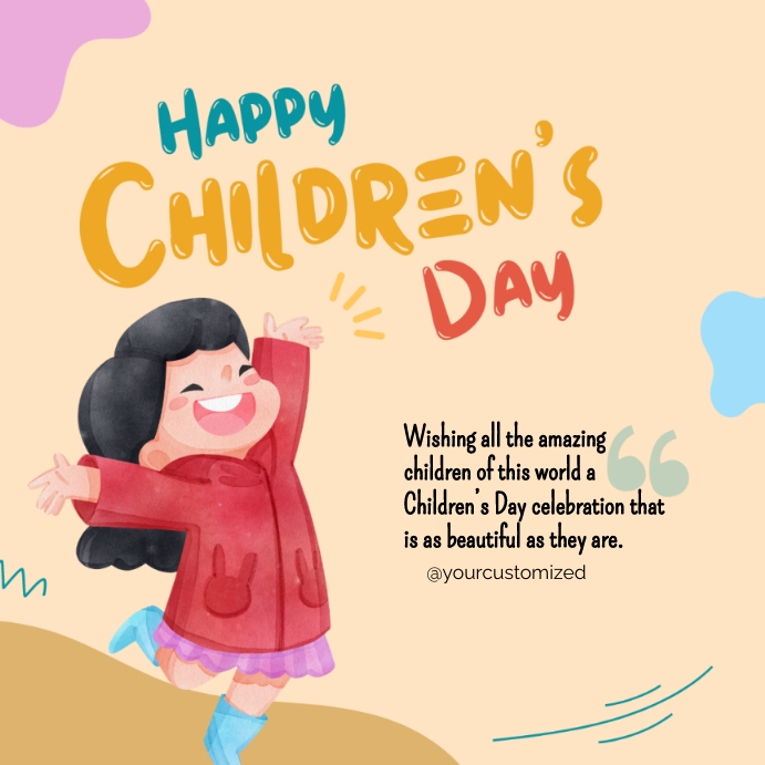 Happy childrens day, childrens day post Template | PosterMyWall