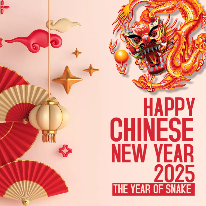 Happy Chinese New Year 2025, The Year of Snake Instagram Post template