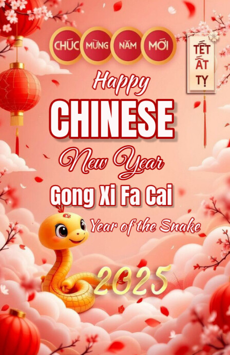 Happy Chinese New Year 2025 Tablóide template